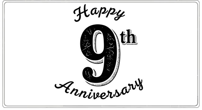 Happy 9th Anniversary greeting card design.