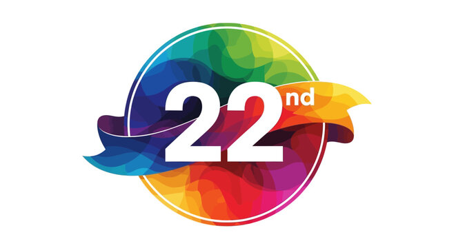 Vibrant 22nd anniversary colorful logo design.