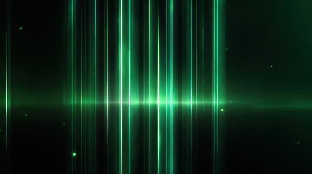 Abstract Green Light Beams: Vertical streaks of vibrant green light create an energetic and dynamic visual, evoking feelings of innovation, digital transformation, and futuristic potential.