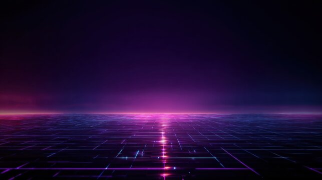 Digital Horizon: A captivating display of a futuristic digital landscape, where lines of code weave together to create a stunning horizon, glowing with neon colors.