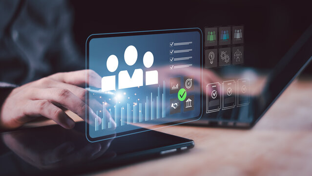 Business analyst evaluates team performance analytics, organizational insights, workforce data, productivity metrics, employee evaluation, performance tracking, data visualization