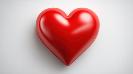 Fototapeta premium Red heart heart shape 3d heart glossy heart valentine heart love symbol red symbol isolated object plain background romantic icon