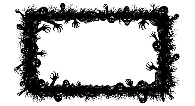 Black plastic spider web frame border.