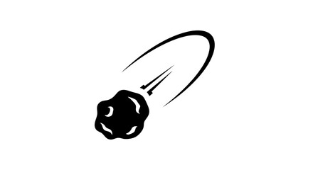 A black and white illustration of a meteor hurtling through space © Mezzy