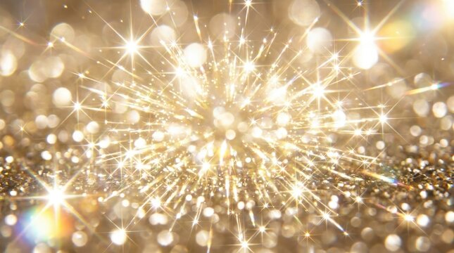 Golden Sparkle Bokeh Abstract Light Background.