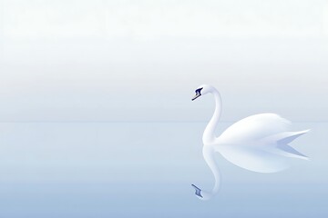 Fototapeta premium Serene swan gliding on calm waters