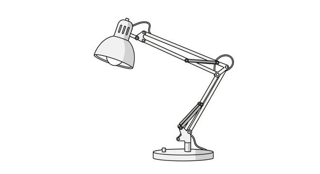 Desk lamp with adjustable arm.