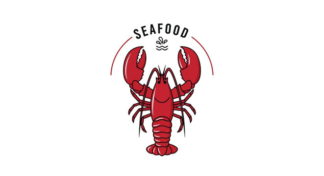 Red lobster seafood logo illustration.