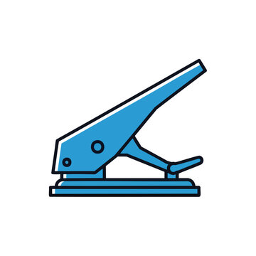 Flat Vector Illustration of a Blue Office Paper Hole Puncher.