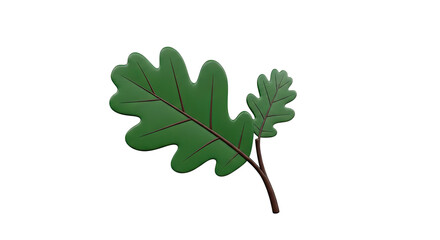Fototapeta premium Stylized 3D Oak Leaves on a Branch