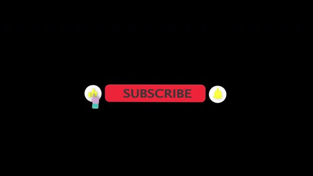3d Subscribe, Reminder and Like Button animation with mouse cursor with alpha channel