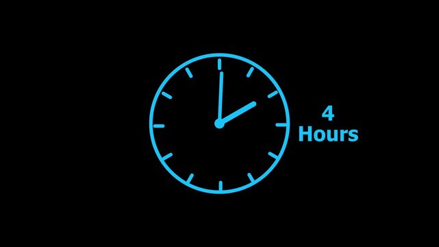 4 hours service clock icon. 4 hours customer service concept. 4 Hours Countdown Animation.