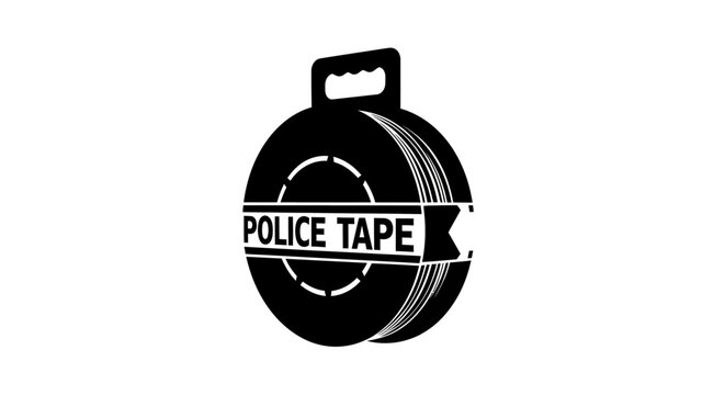 Black and White Police Tape Roll Isolated on White Background.