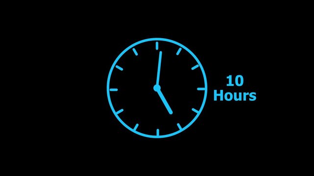 10 hours service clock icon. 10 hours customer service concept. 10 Hours Countdown Animation.