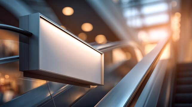 Long Horizontal Blank Advertising Panel for Side Display in Modern Setting