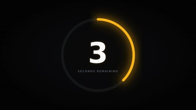 A digital countdown timer displaying seconds remaining in a sleek neon design against a dark backdrop