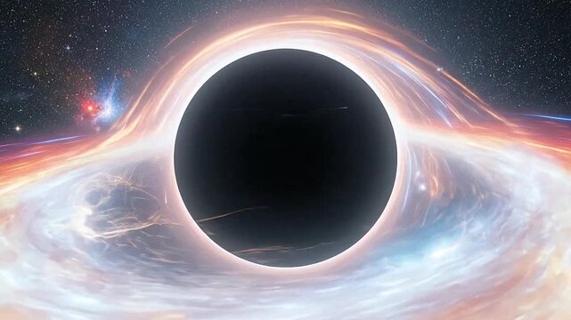 A stunning visual of a cosmic phenomenon, a celestial body with immense gravitational pull