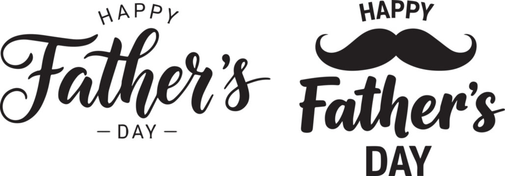 Happy father's day typography with mustache and calligraphic elements