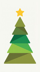 Obraz premium A simplistic and charming illustration of a festive Christmas tree adorned with a radiant star on top