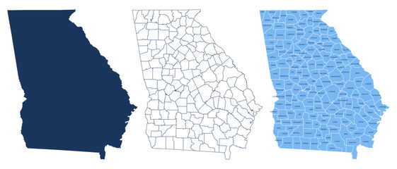 Georgia Counties Map with Labels – State Silhouette and County Boundaries Vector © Mapdeviser