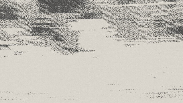 Monochrome Halftone Grunge Texture With Distressed Dots And Grainy Noise On Off-White Paper Background Abstract Print