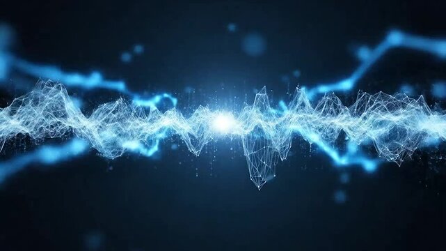 Abstract digital wave pattern with glowing light and dark blue background design
