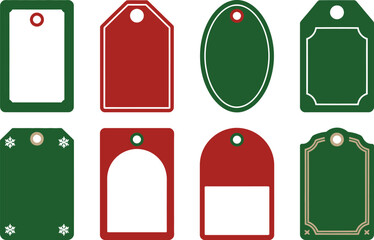 Minimal Christmas tag set, clean rounded frames, to from labels, seasons greetings badge, soft teal and cream accents, vector template pack for holiday packaging, gift tags and festive branding design © MSTRINA