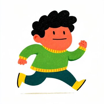Playful child running in a cartoon style illustration for children's content and educational videos, cartoon, illustration, playful, happy, children's content, animation, educational videos