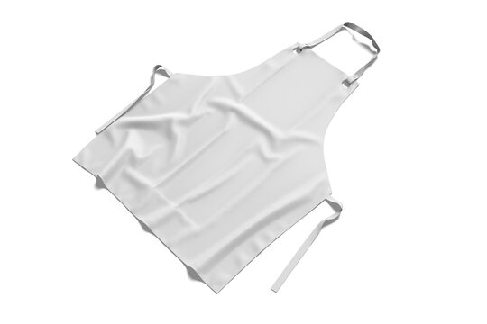Blank White Bib Apron Mockup Lying Flat, 3D Illustration