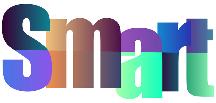 Colorful gradient letters spelling smart with modern design style