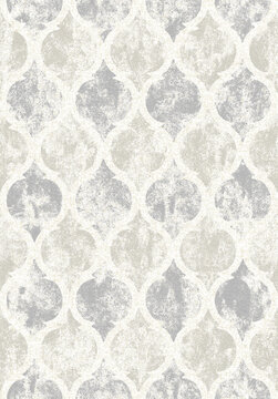 Seamless sophisticated white abstract texture with intricate light grey Moroccan ogee patterns and refined artistic distressed surface