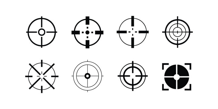 Black and white crosshair target aiming sight scope vector illustration isolated on white background