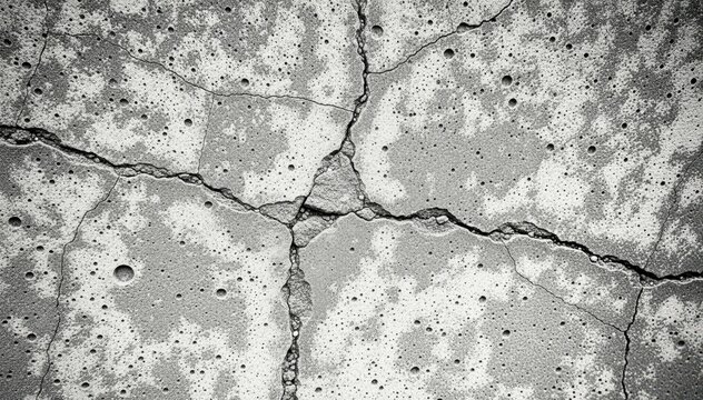 Cracked Concrete Texture: A close-up view reveals a network of cracks marring the surface of weathered concrete, hinting at the passage of time and the forces of nature.