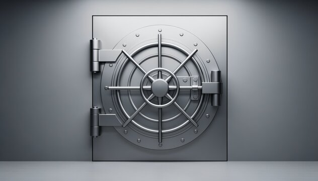 Secure Citadel of Wealth: A monumental bank vault door, exuding an aura of invincibility, stands as a testament to financial security and the preservation of assets.