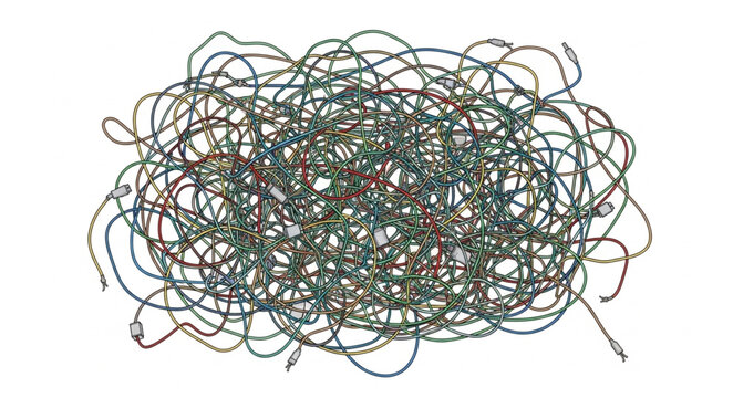 Abstract tangled lines forming a chaotic pattern.