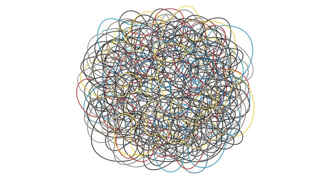 Abstract tangled lines forming a chaotic scribble pattern.