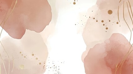 Fototapeta premium Elegant pink and gold watercolor background with luxurious gold foil accents for design.