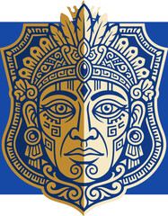 Obraz premium Ancient Mayan Tribal Face Mask Design.