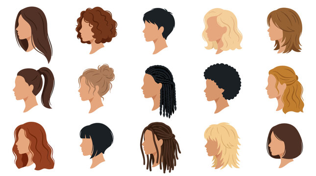 Beauty People Diverse Women Hairstyles Flat Design Vector Avatars Collection