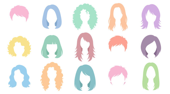 Diverse Vector Hairstyles in Flat Design for Beauty and Fashion