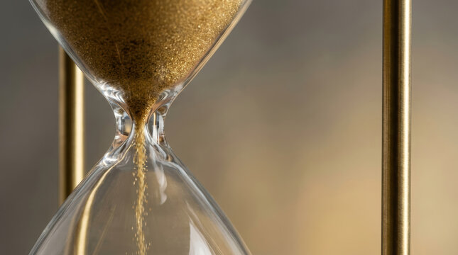 Central bank monetary policy hourglass sand time concept with golden light for finance deadline inflation control and economic uncertainty