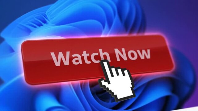 Professional Digital Watch Now Web Button Featuring a Smooth Cursor Click Animation and Interactive Interface Elements in High Definition 4K Motion Graphics for Online Video Streaming Content.