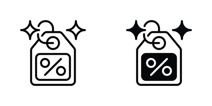 Discount Tag Vector Line Icon for retail and ecommerce