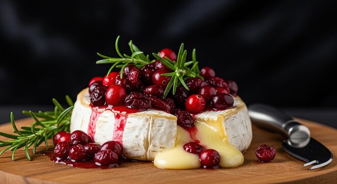Baked Camembert Cheese with Cranberries.