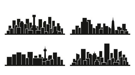 Obraz premium Urban City Skyline Silhouettes Vector Collection for Architecture, Real Estate and Travel Design