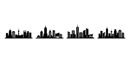 Obraz premium Black and White Cityscape Silhouette Vector Art