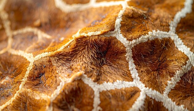 Close-up of Giraffe Skin Pattern - A Detailed Animal Texture.