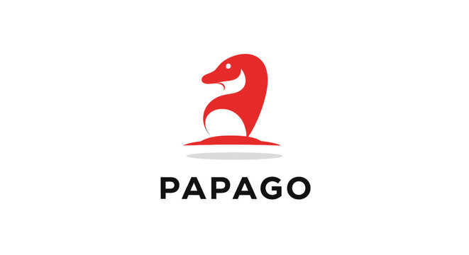 Modern Red Snake Logo Design for Papago Brand on White Background.