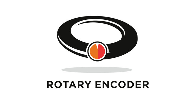 Modern Rotary Encoder Logo Design with Orange and Black Colors.