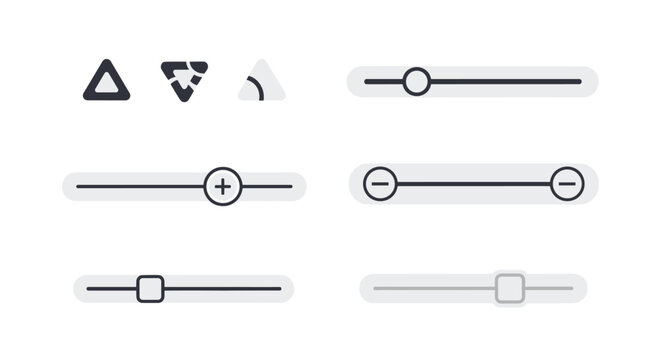 Collection of various user interface slider controls and buttons for digital product design and software functionality testing.